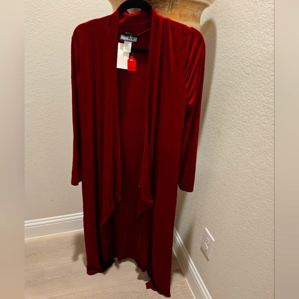 george-A-ltd Ladies Cardigan Duster Burgundy Size - L